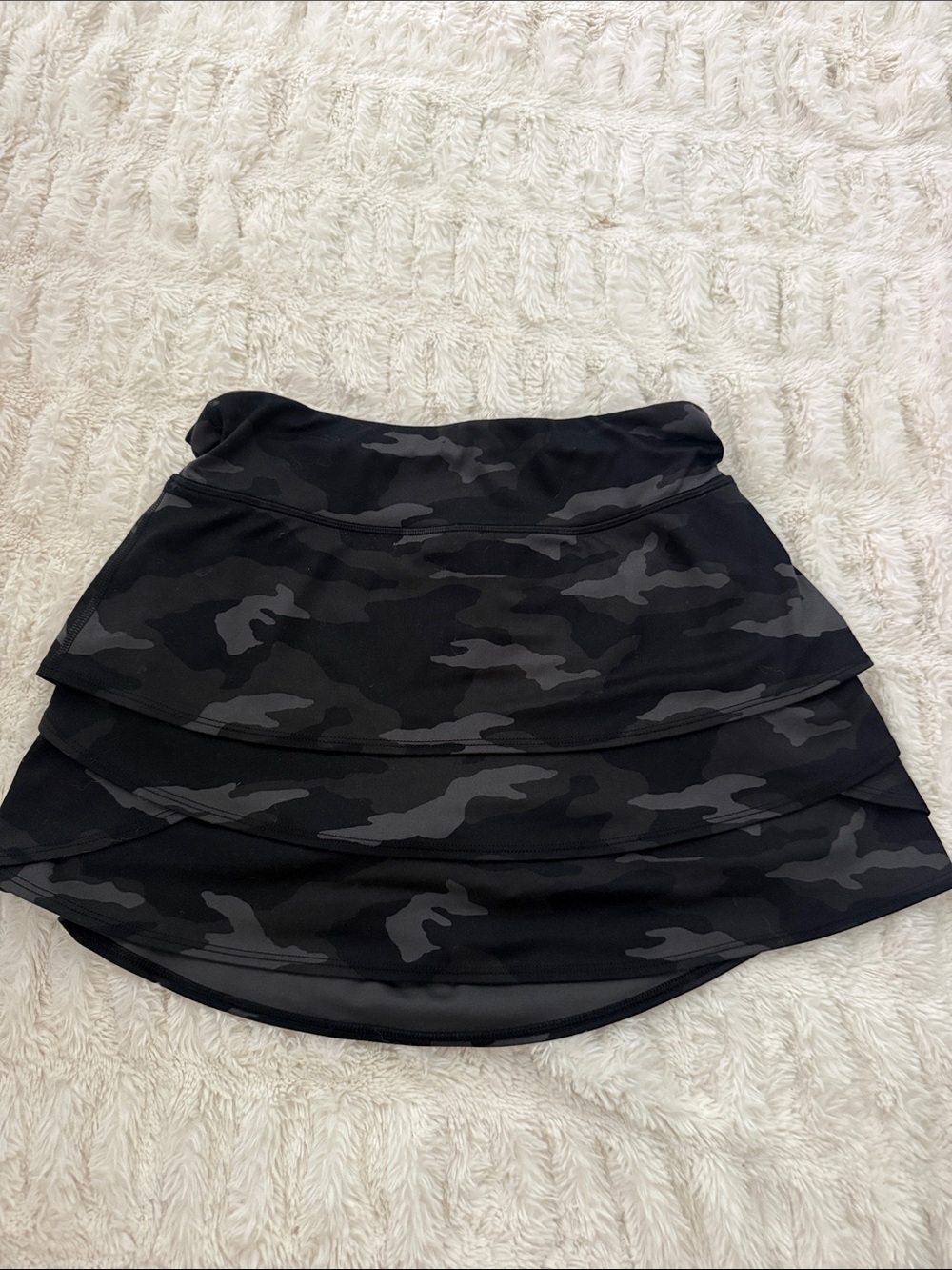 Athleta Black & Charcoal Camouflage Tiered Skirt
